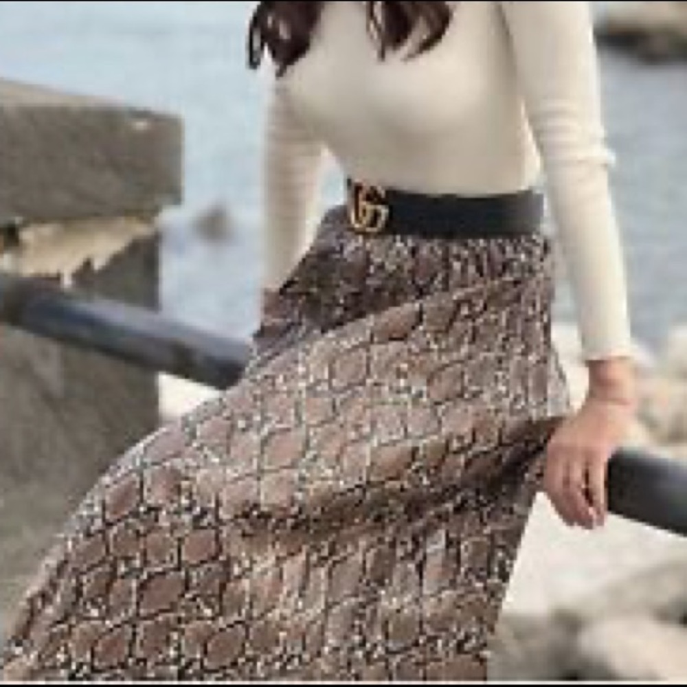 NWOT Joe Fresh accordion pleated midi skirt in snake print